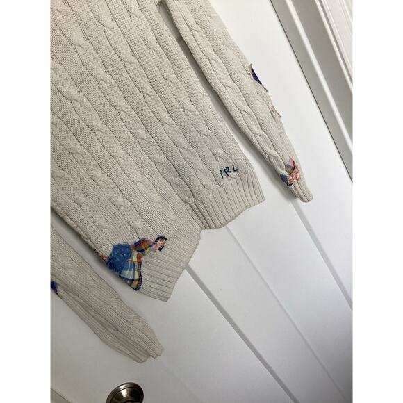 Polo Ralph Lauren Women's Pima Cotton Patchwork Cable-Knit Sweater White Size XS - Picture 5 of 13